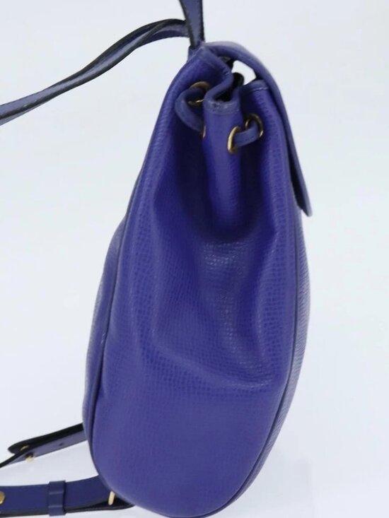 Christian Dior Backpack Leather Blue Gold Auth main image 6